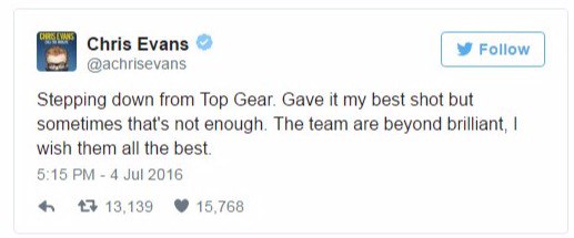Крис Эванс покидает пост главного ведущего Top Gear